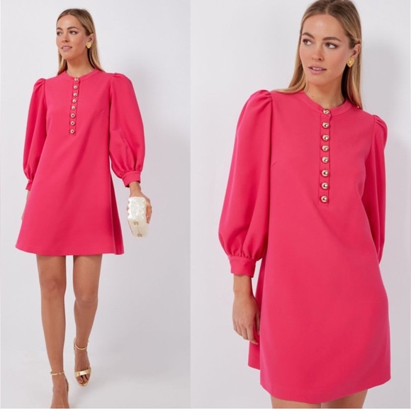 Tuckernuck Dresses & Skirts - POMANDER PLACE TUCKERNUCK Samantha Puff Sleeve Mini Dress NWT Cerise Pink Sz. S